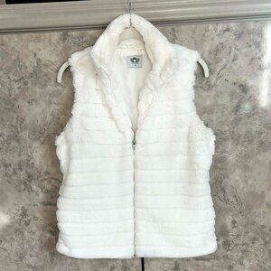 Ivory Faux Fur Zippered Vest w/ Pockets